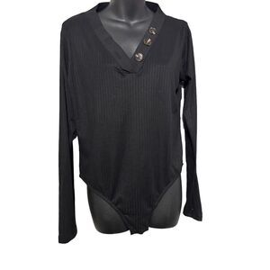 NEW WITH‎ TAGS Eye Candy black Ribbed Long Sleeve Bodysuit Size 1X